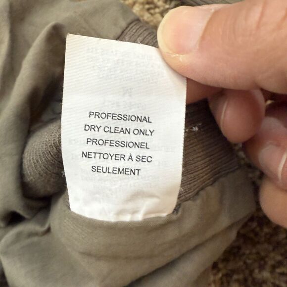 Vince Draped Neutral Tan Moto Leather Jacket Rib Knit Wool Details Size M Zipper - Picture 12 of 13